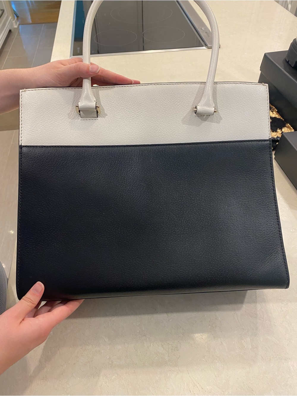 kate spade Classic Two-Tone Black and White Tote Bag